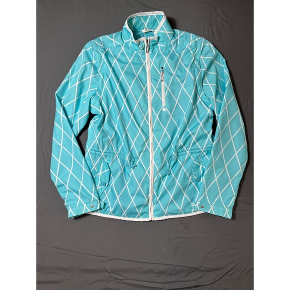 IZOD Golf Women's Convertible Jacket M‎ Aqua Blue Zip-Off Sleeves to Vest - Picture 2 of 16